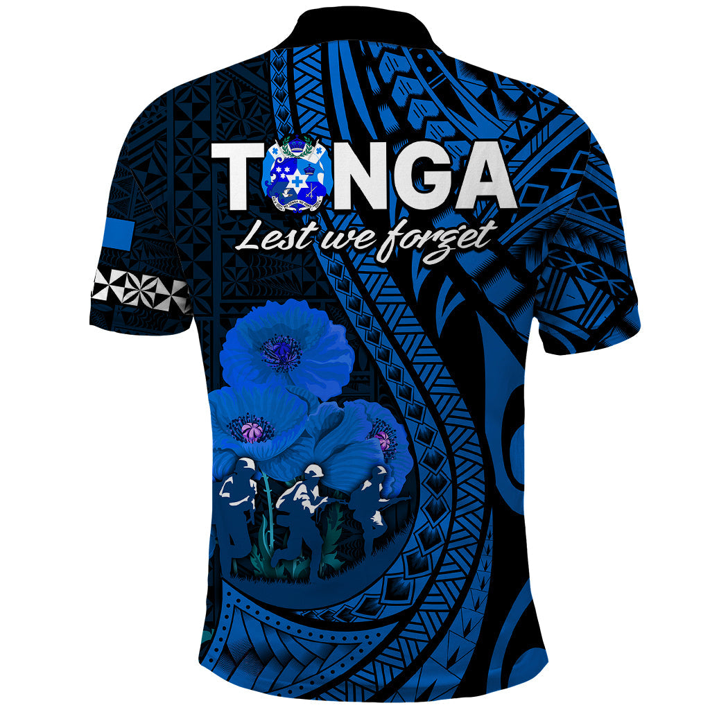 Tonga ANZAC Day Polo Shirt Lest We Forget Blue Version