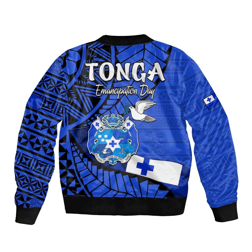 Tonga Emancipation Day Bomber Jacket Happy 53rd Independence Anniversary Blue Version