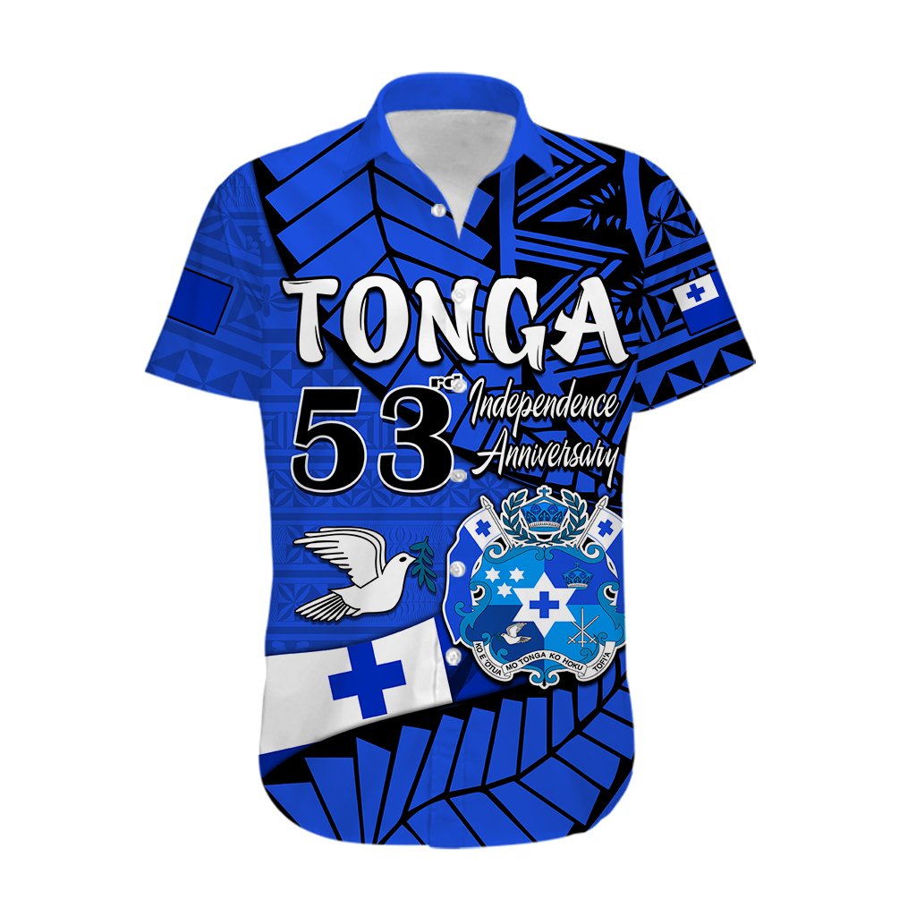Tonga Emancipation Day Hawaiian Shirt Happy 53rd Independence Anniversary Blue Version