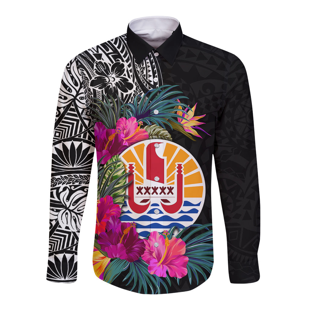 Tahiti Island Long Sleeve Button Shirt French Polynesian Tropical