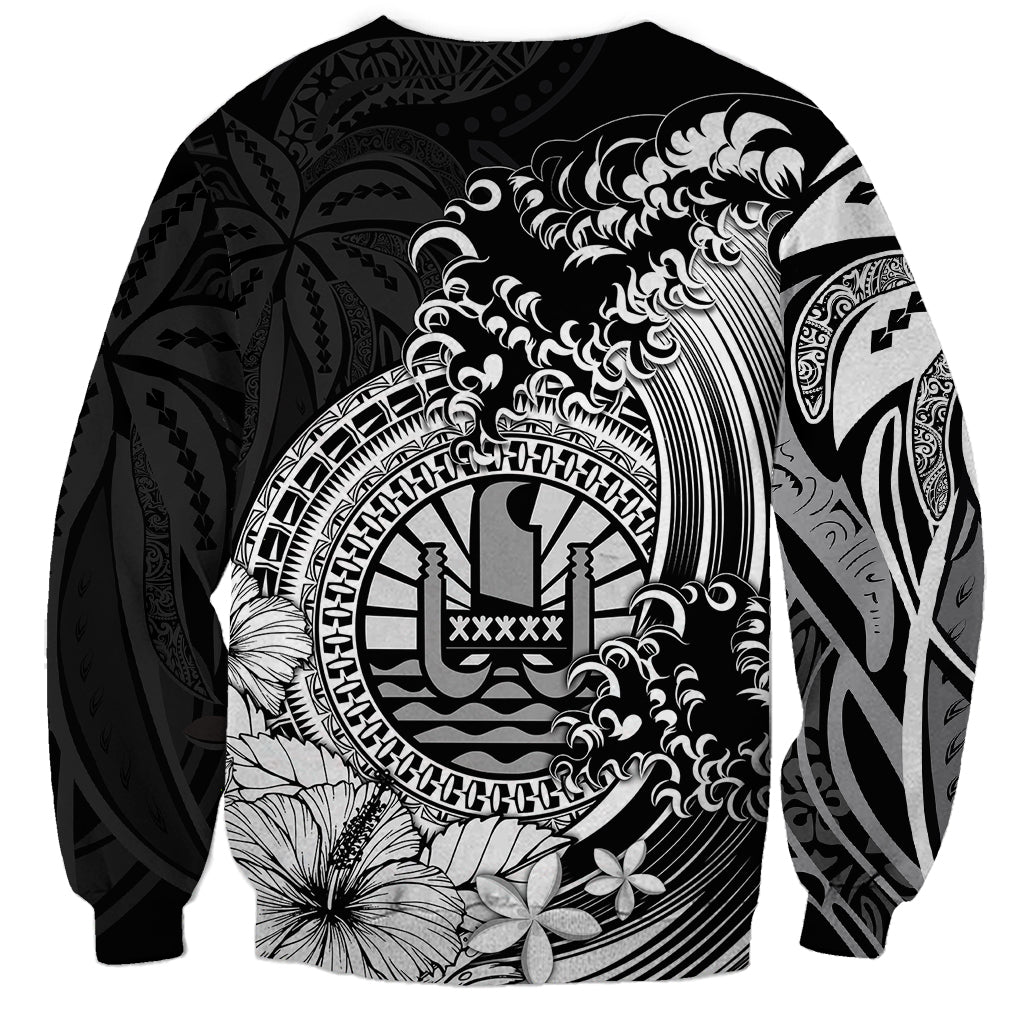 Polynesian Tahiti Island Sweatshirt The Wave of Water Black