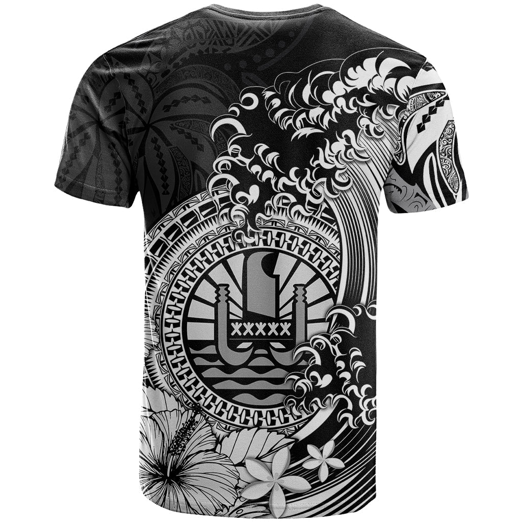 Polynesian Tahiti Island T Shirt The Wave of Water Black