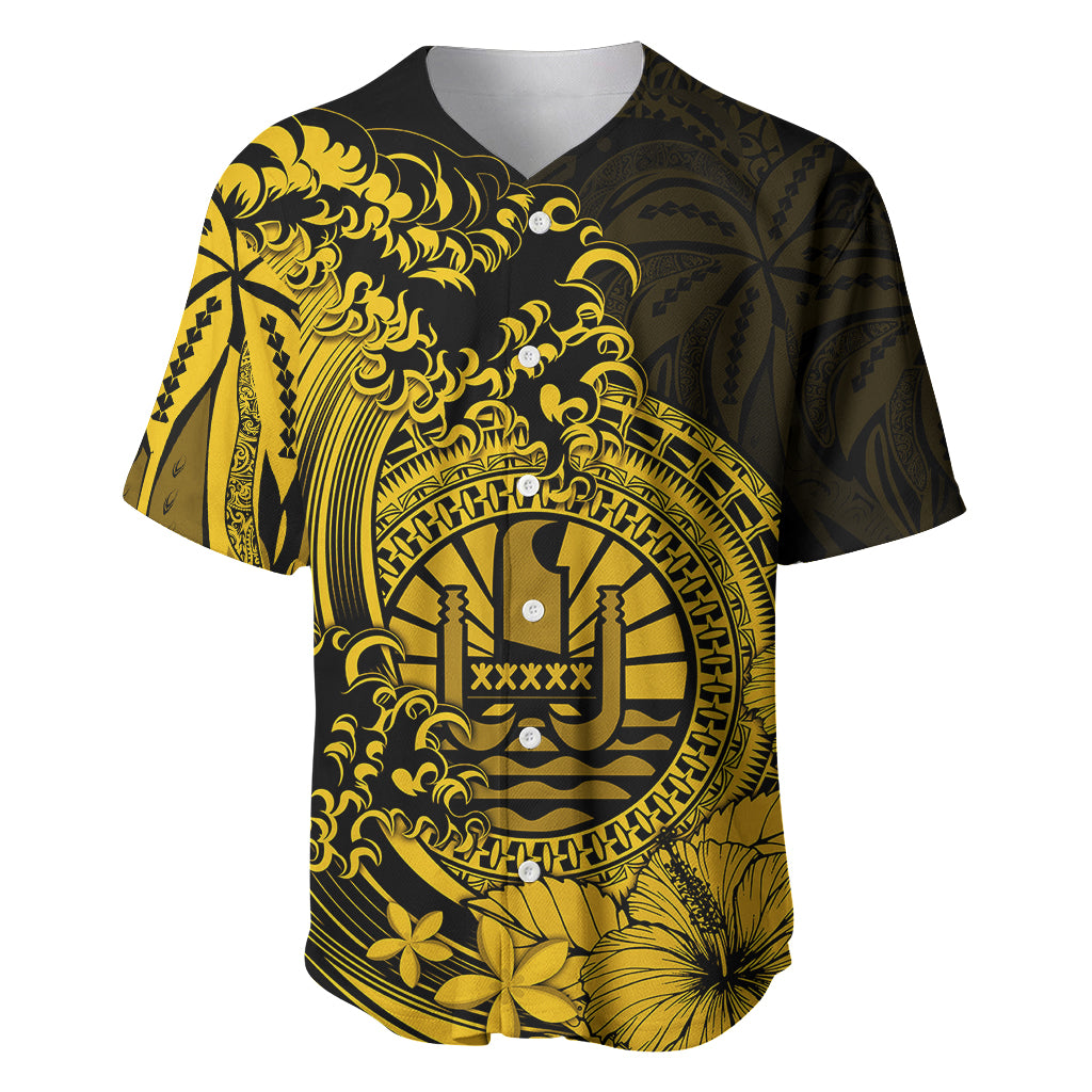 Polynesian Tahiti Island Baseball Jersey The Wave of Water Gold