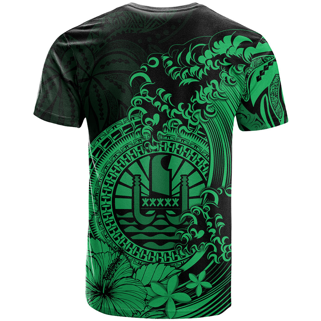 Polynesian Tahiti Island T Shirt The Wave of Water Green