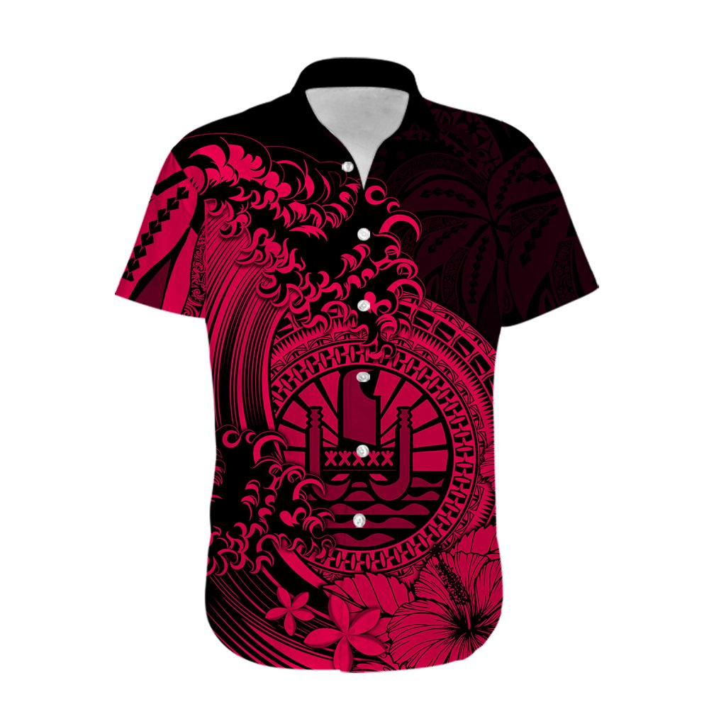 Polynesian Tahiti Island Hawaiian Shirt The Wave of Water - Pink