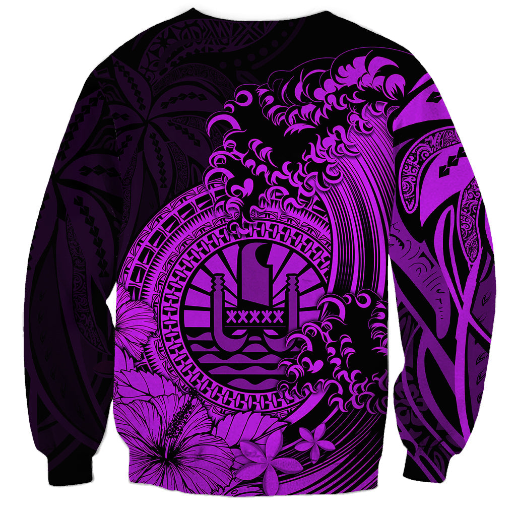 Polynesian Tahiti Island Sweatshirt The Wave of Water Purple