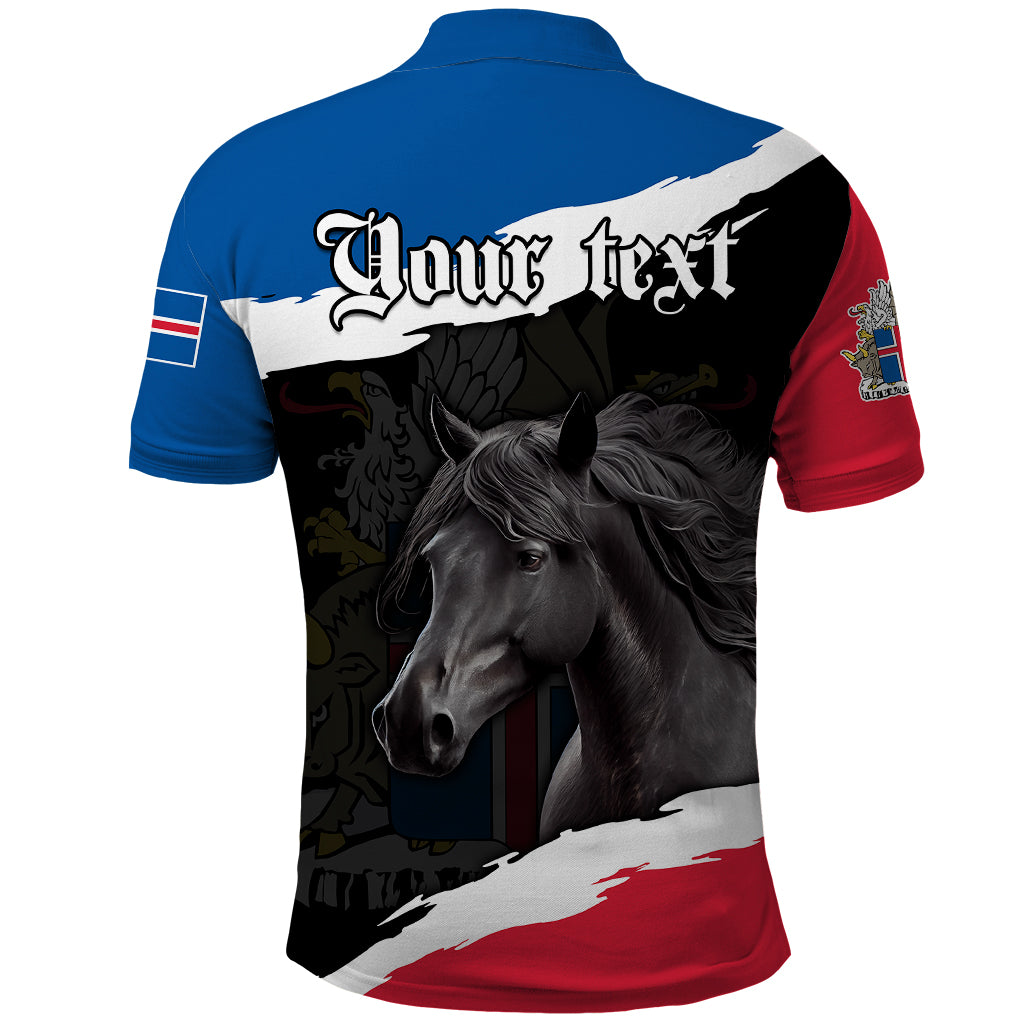 Custom Icelandic Horse Polo Shirt Icelandic Coat of Arm Black