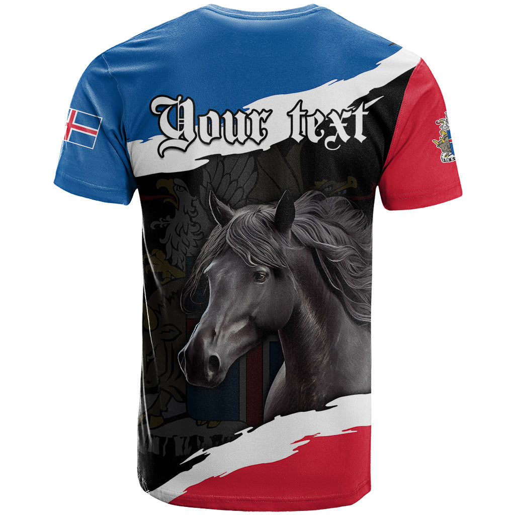 Personalised Icelandic Horse T Shirt Icelandic Coat of Arm - Black