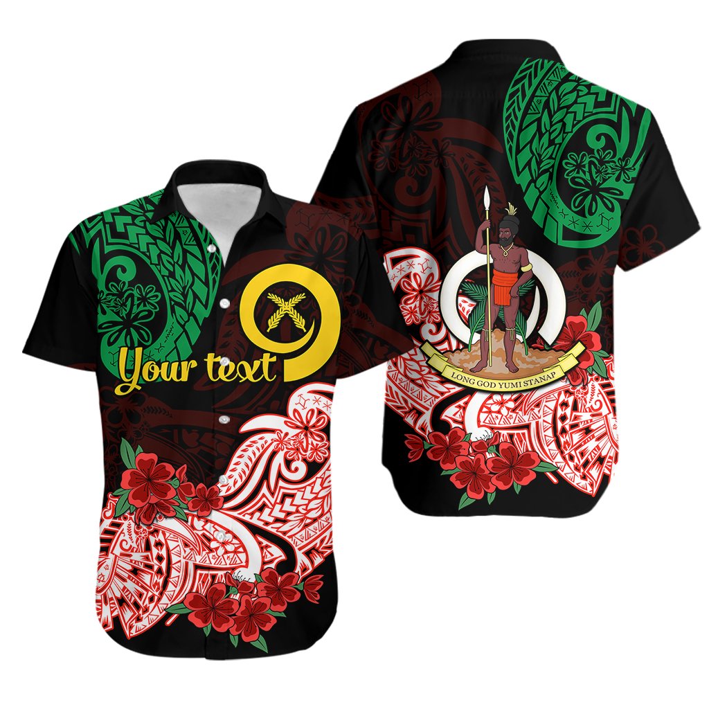 Custom Personalised Vanuatu Hawaiian Shirt Polynesian Floral Tribal