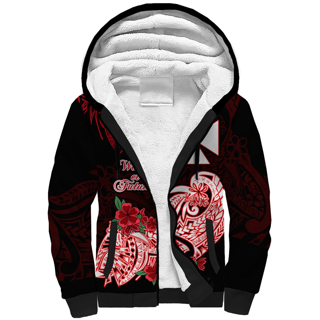 Wallis et Futuna Sherpa Hoodie Polynesian Floral Tribal