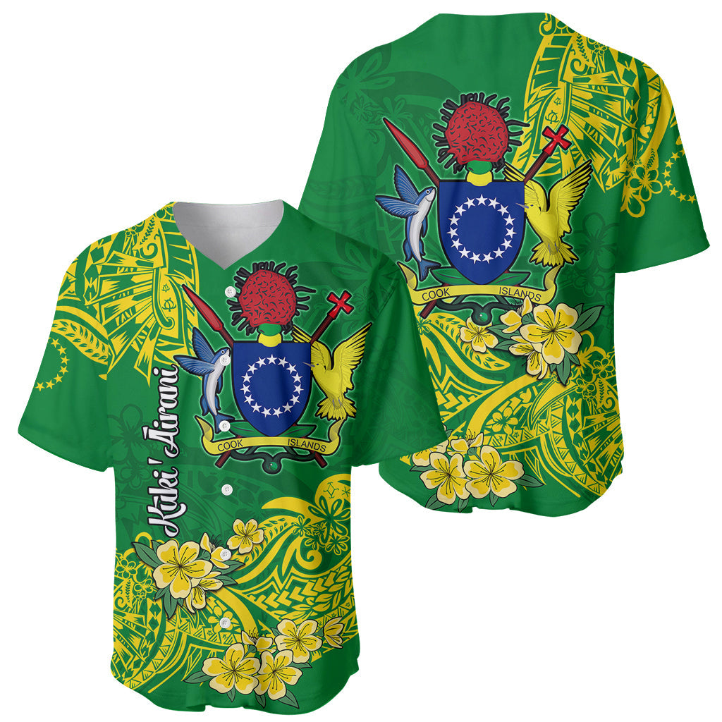 Cook Island Baseball Jersey Polynesian Floral Tribal