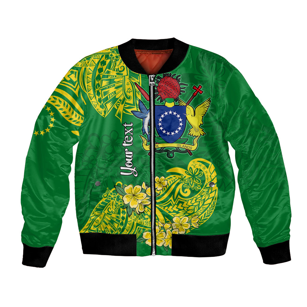 (Custom Personalised) Cook Island Bomber Jacket Polynesian Floral Tribal