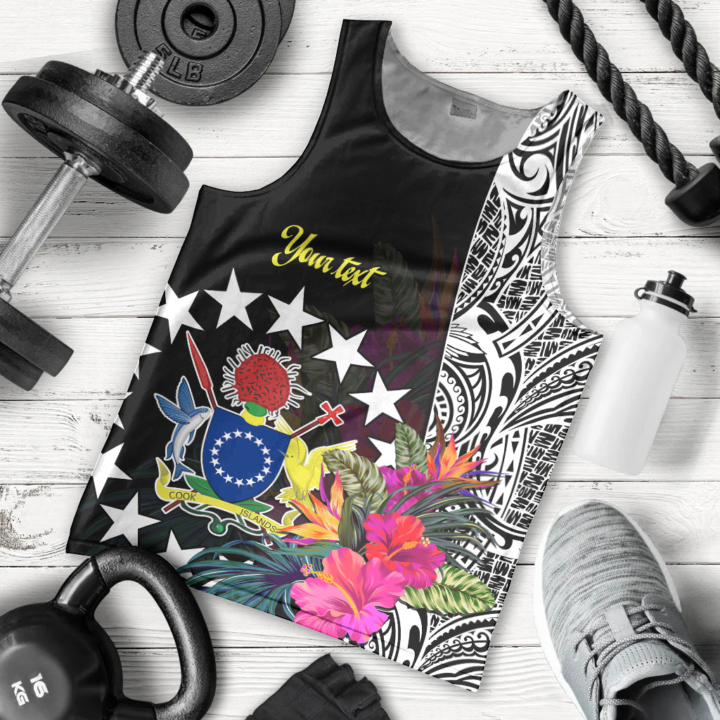 Custom Personalised Cook Island Men Tank Top Tribal Polynesian and Tropical Flowers