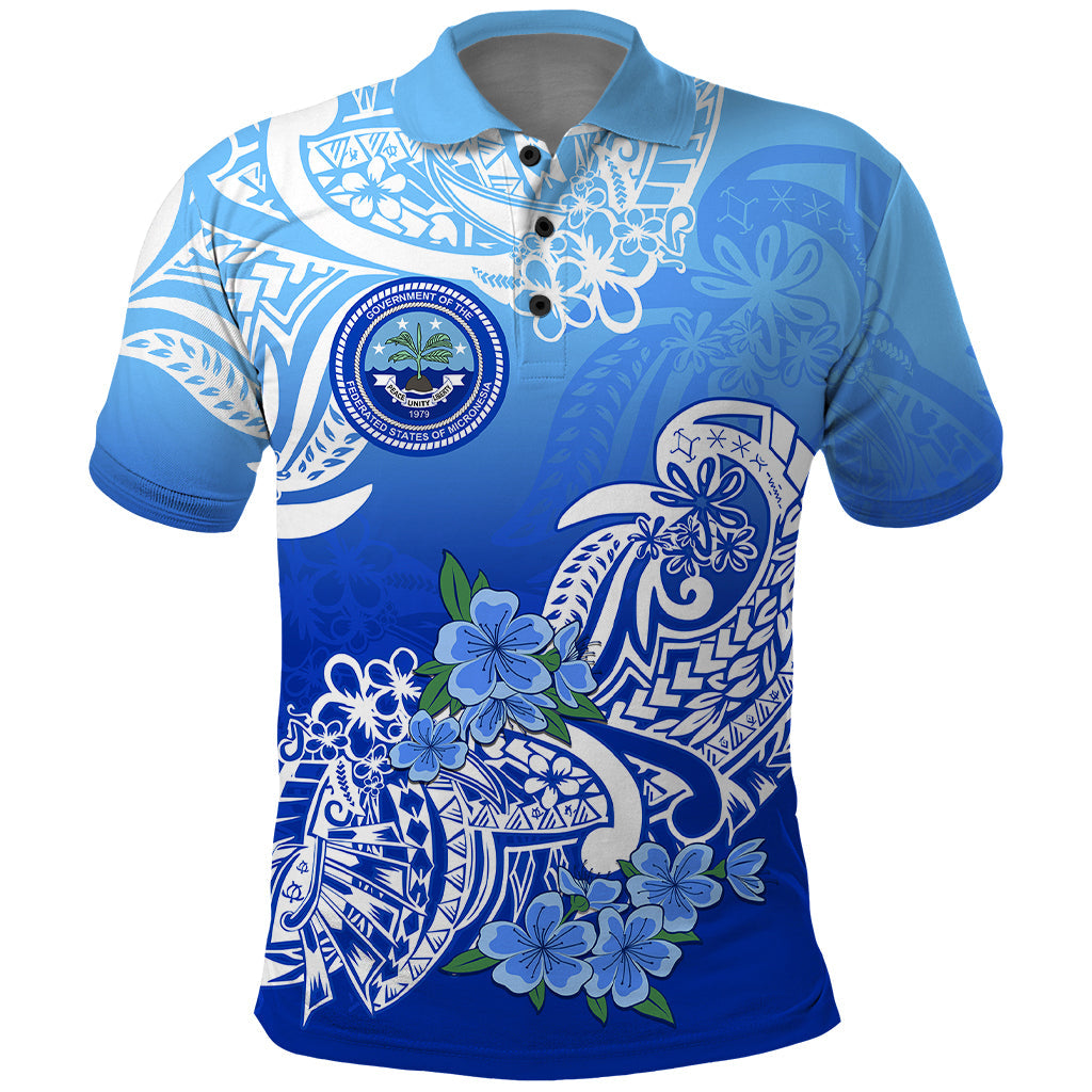 Federated States Of Micronesia Polo Shirt Polynesian Floral Tribal