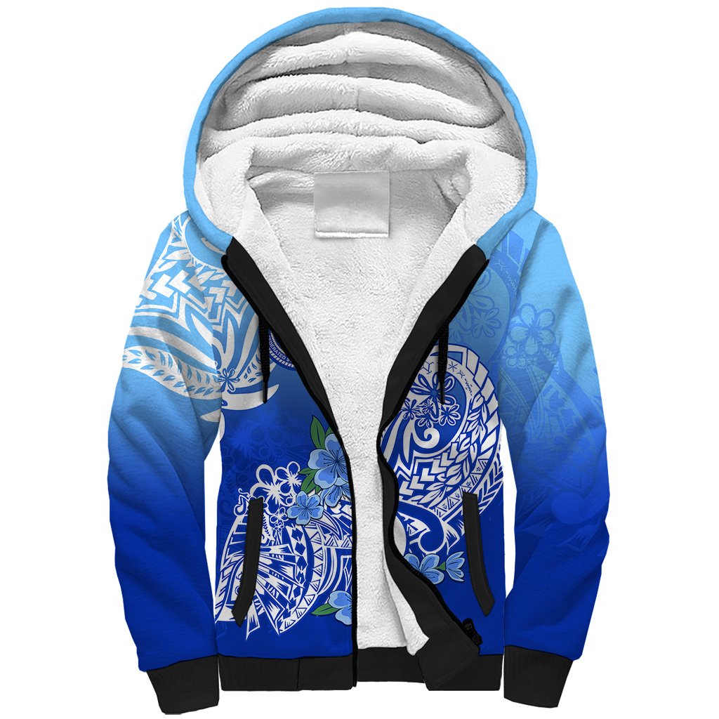 (Custom Personalised) Federated States Of Micronesia Sherpa Hoodie Polynesian Floral Tribal