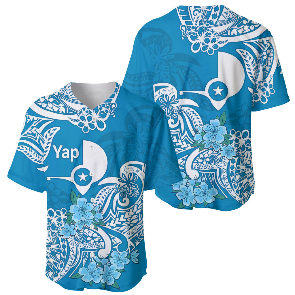 FSM Yap State Baseball Jersey Polynesian Floral Tribal