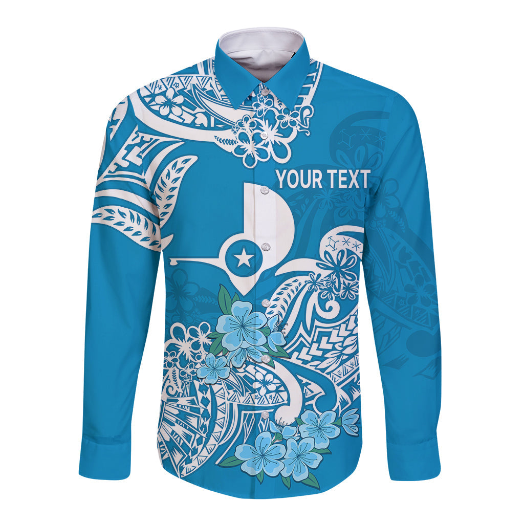 (Custom Personalised) FSM Yap State Long Sleeve Button Shirt Polynesian Floral Tribal