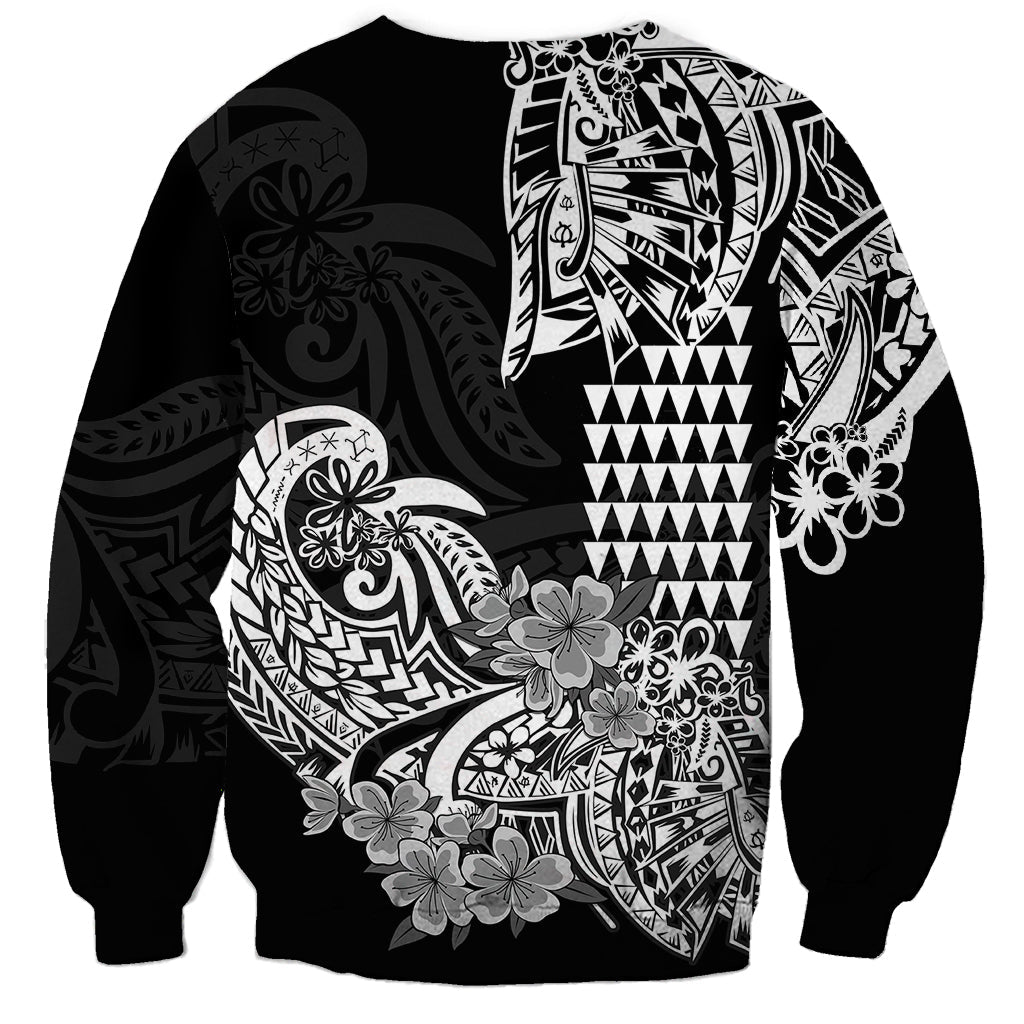 Hawaii Kakau Sweatshirt Polynesian Floral Tribal Black Version