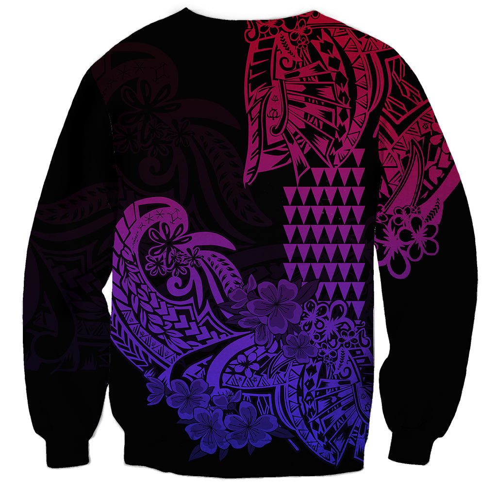 Hawaii Kakau Sweatshirt Polynesian Floral Tribal Gradient Version