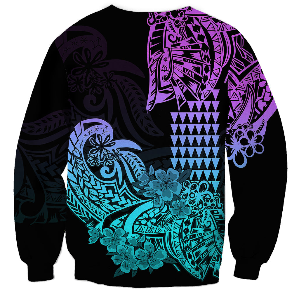 Hawaii Kakau Sweatshirt Polynesian Floral Tribal Heliotrope Version