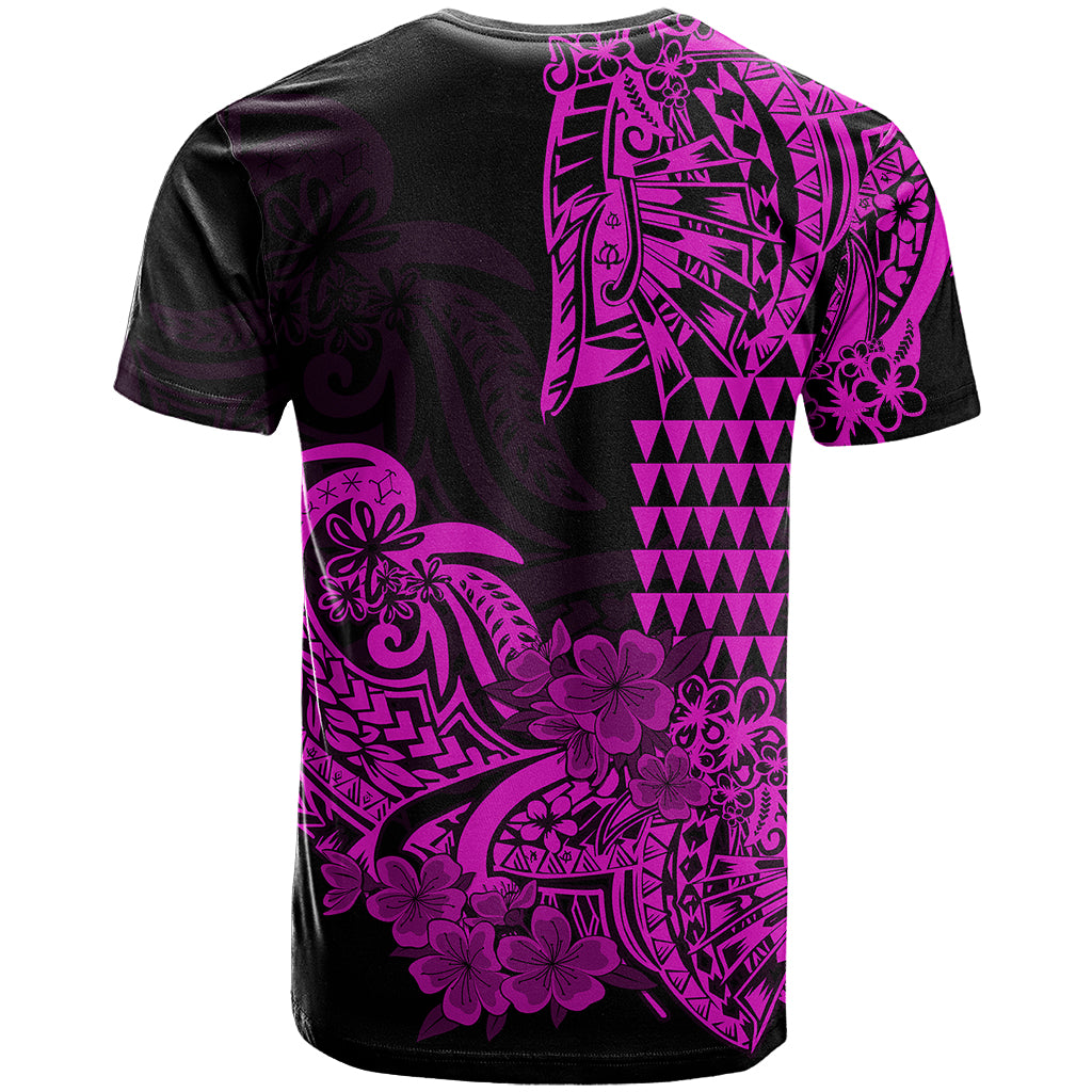 Hawaii Kakau T Shirt Polynesian Floral Tribal Purple Version