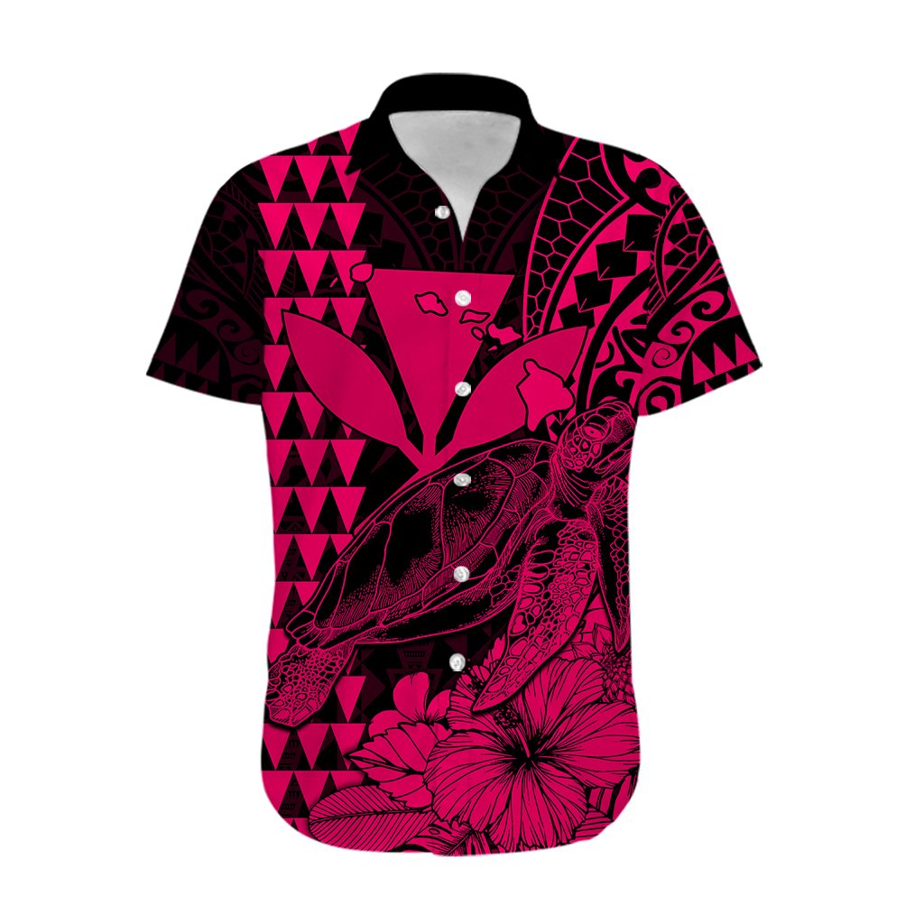 Custom Personalised Kakau Polynesian Tribal Hawaiian Turtle with Kanaka Maoli Pink Hawaiian Shirt