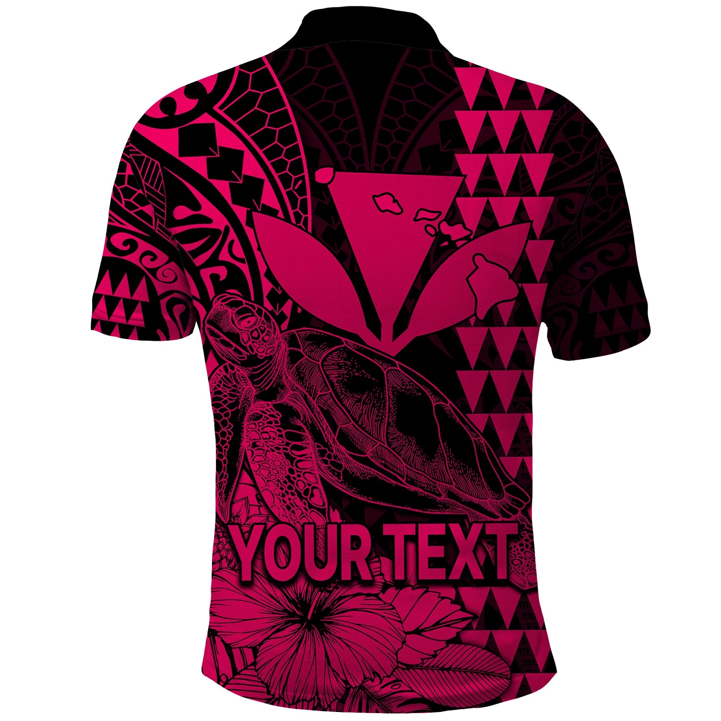 Custom Personalised Kakau Polynesian Tribal Hawaiian Turtle with Kanaka Maoli Pink Polo Shirt