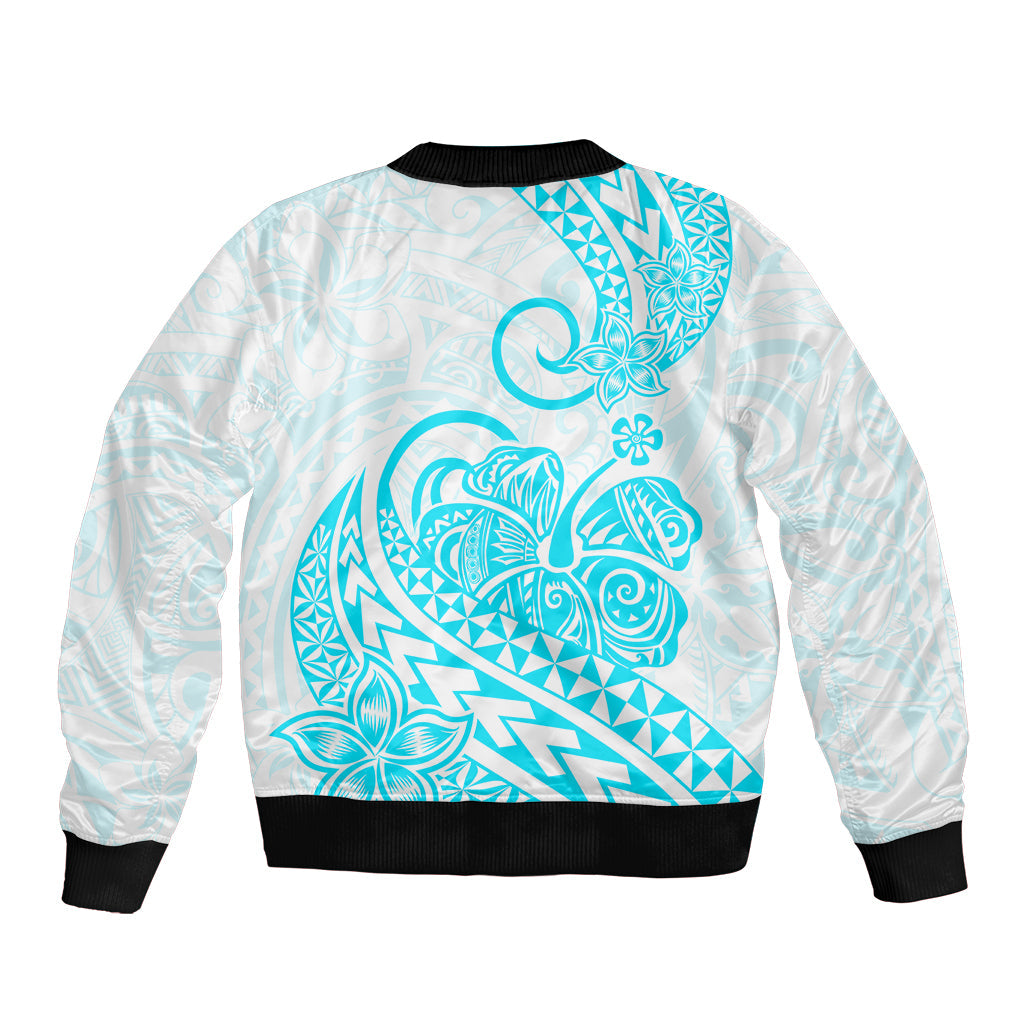 Polynesian Bomber Jacket Tribal Tattoo Aqua Screen Color