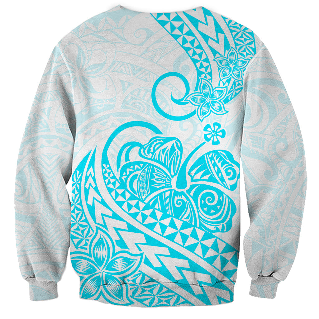 Polynesian Sweatshirt Tribal Tattoo Aqua Screen Color