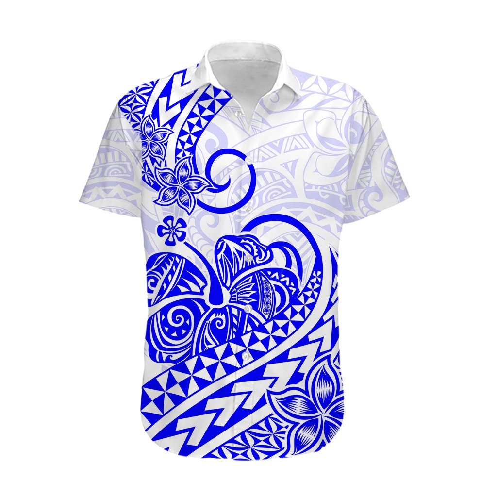 Polynesian Hawaiian Shirt Tribal Tattoo Blue Screen Color