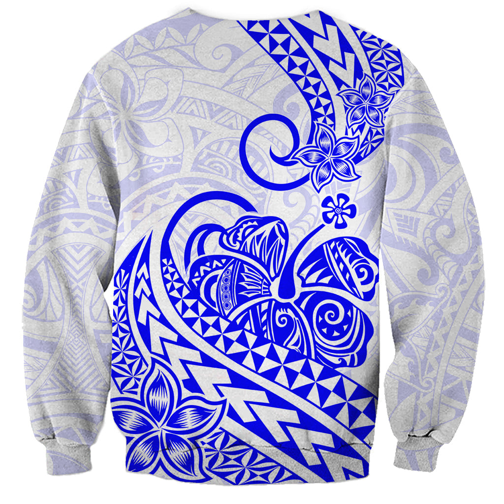 Polynesian Sweatshirt Tribal Tattoo Blue Screen Color