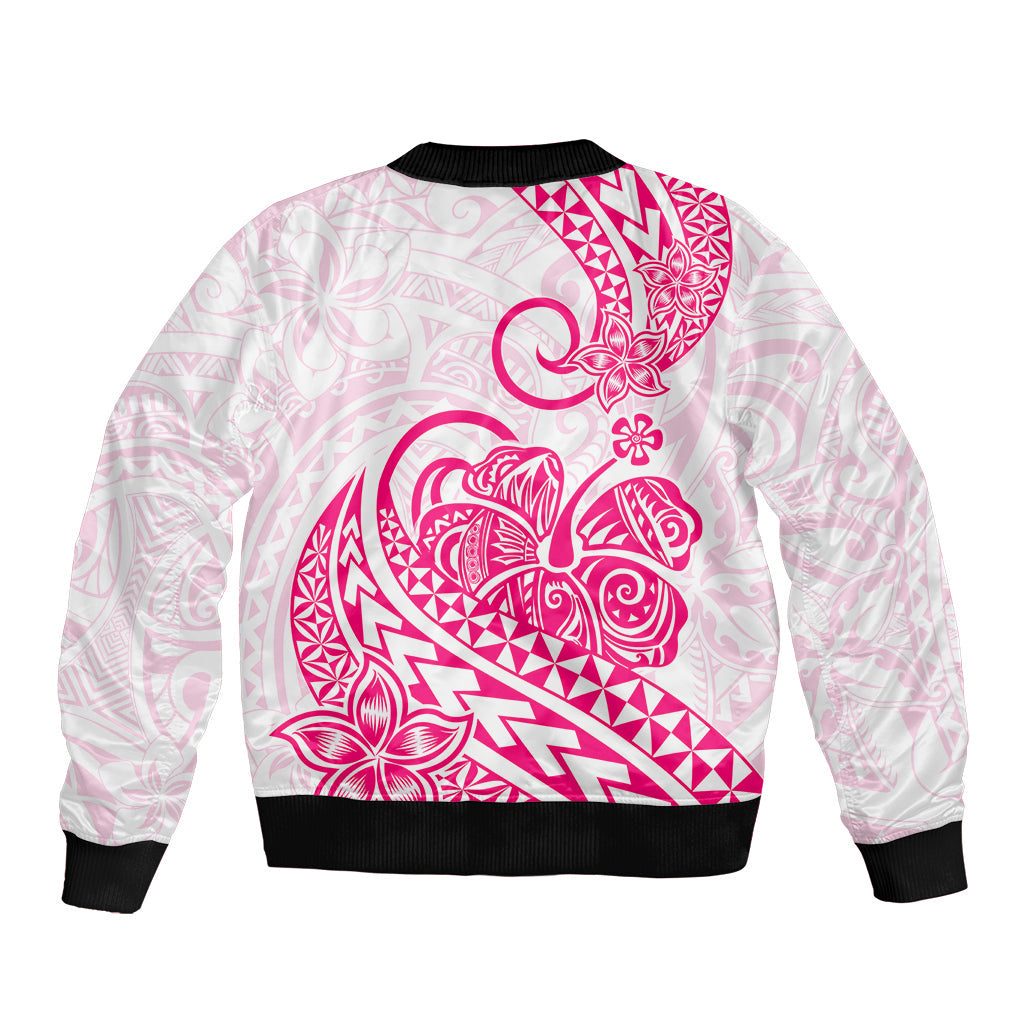 Polynesian Bomber Jacket Tribal Tattoo Pink Screen Color
