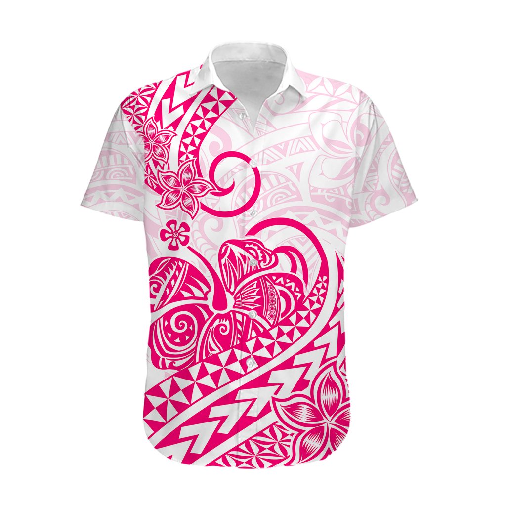 Polynesian Hawaiian Shirt Tribal Tattoo Pink Screen Color