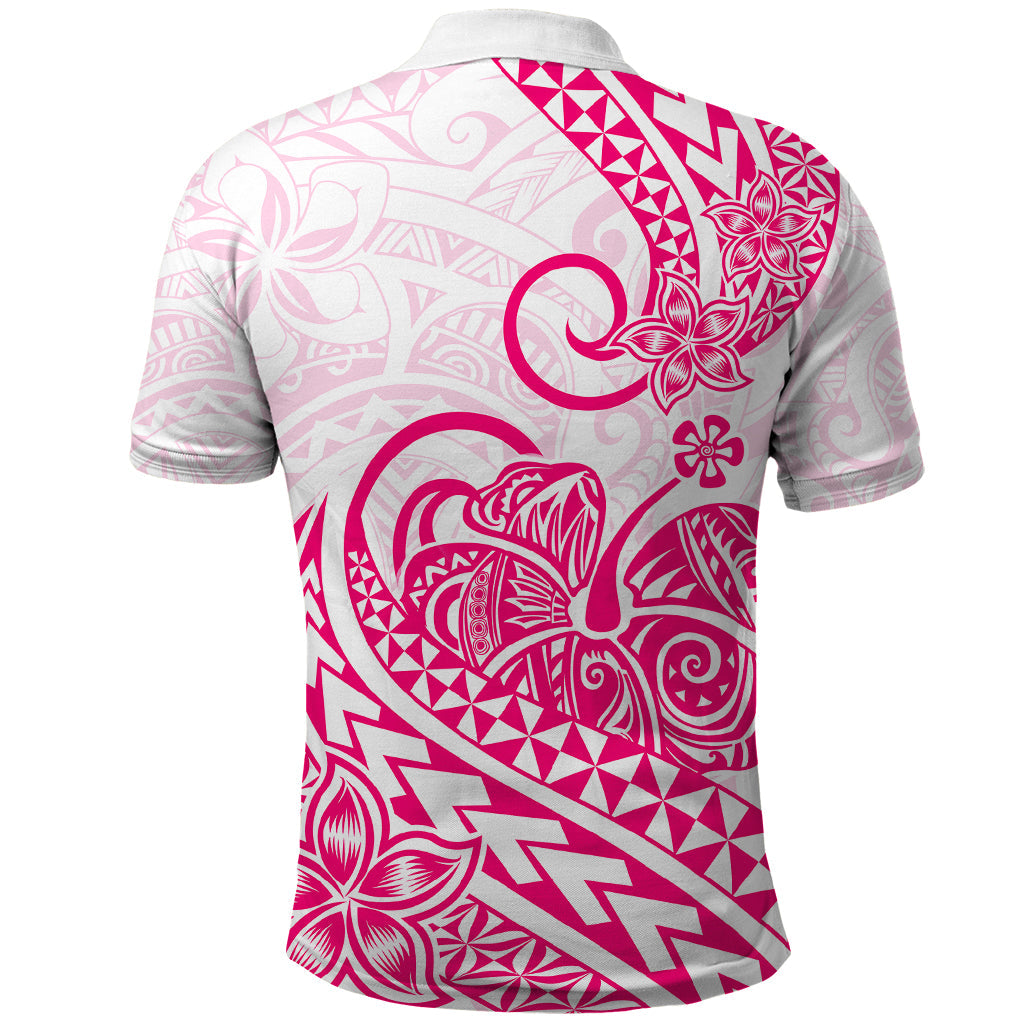 Polynesian Polo Shirt Tribal Tattoo Pink Screen Color
