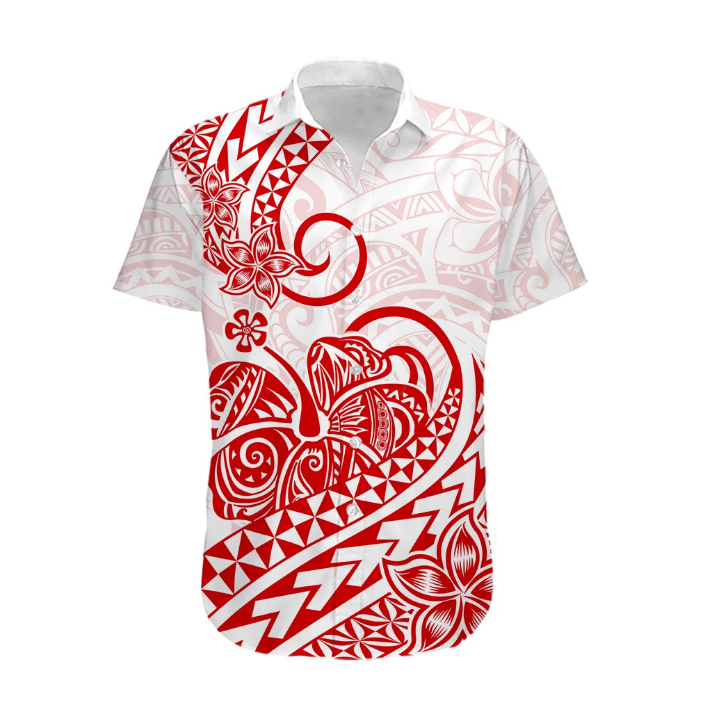 Polynesian Hawaiian Shirt Tribal Tattoo Red Screen Color
