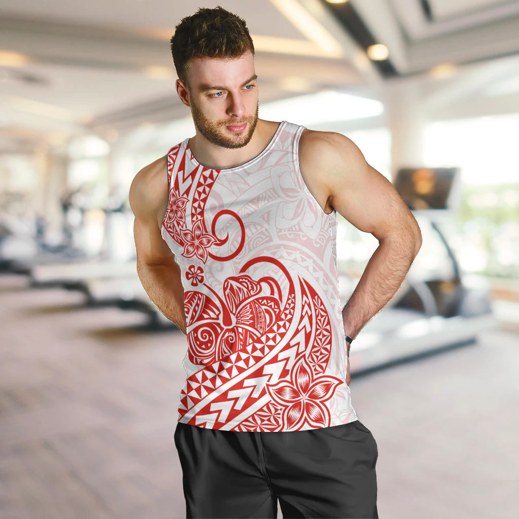Polynesian Men Tank Top Tribal Tattoo Red Screen Color