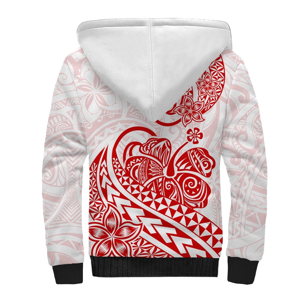 Polynesian Sherpa Hoodie Tribal Tattoo Red Screen Color