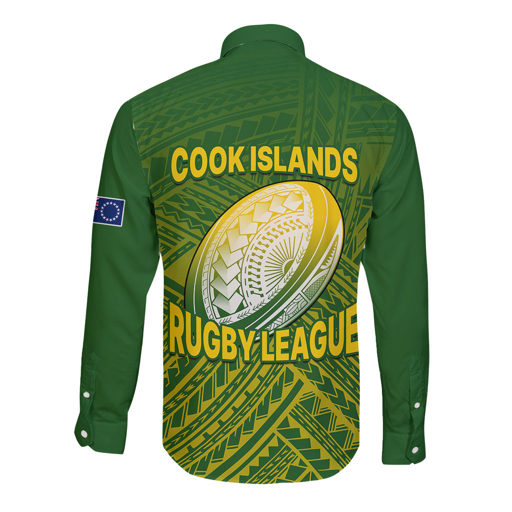 The Kuki's Cook Islands Rugby Long Sleeve Button Shirt Be Unique Vibe Green