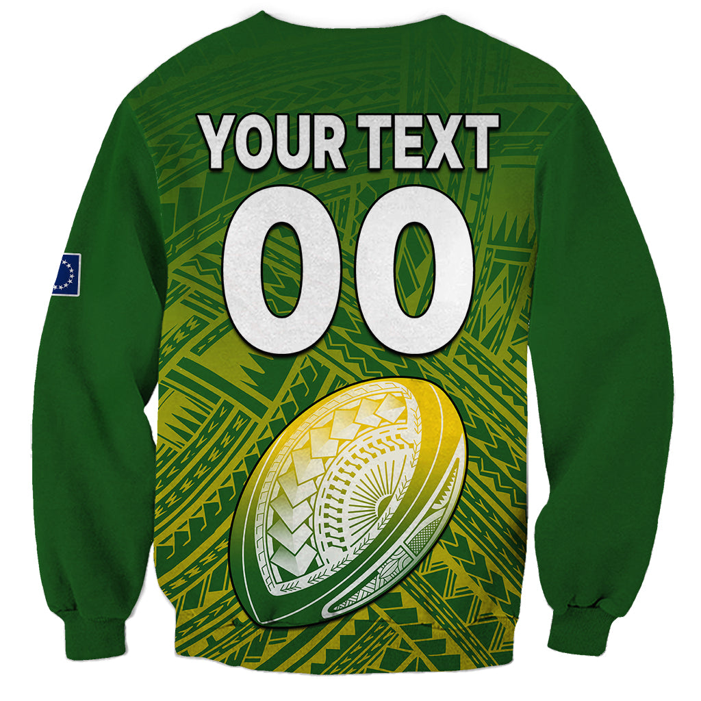 Custom Text And Number The Kuki's Cook Islands Rugby Sweatshirt Be Unique Vibe Green