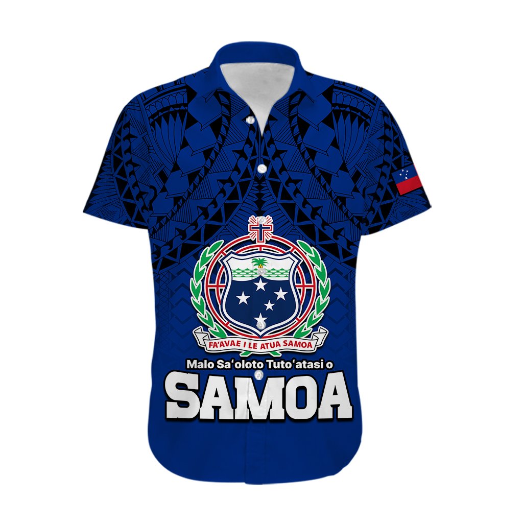 Custom Personalised Polynesian Independent State of Samoa Blue Hawaiian Shirt