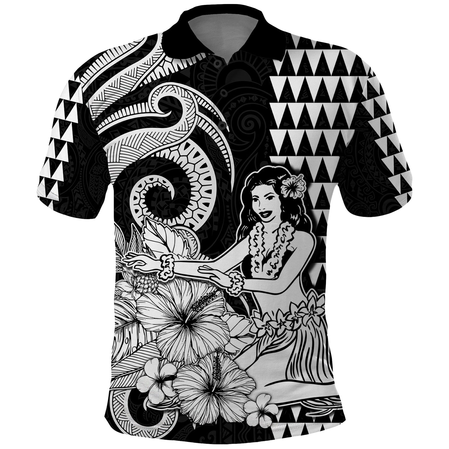 Aloha Hula Girl Hawaiian Tribal and Simple Kakau Polo Shirt