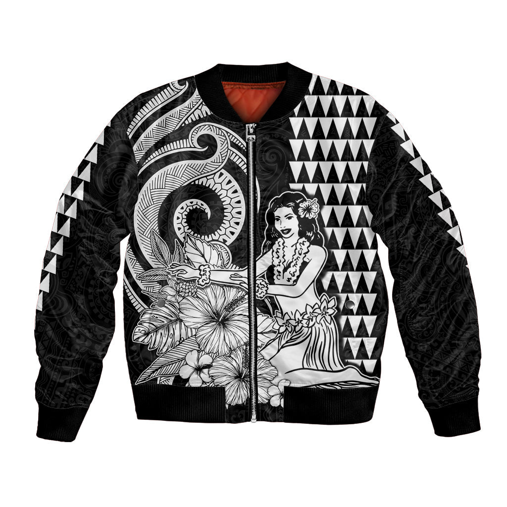 Aloha Hula Girl Hawaiian Tribal and Simple Kakau Bomber Jacket