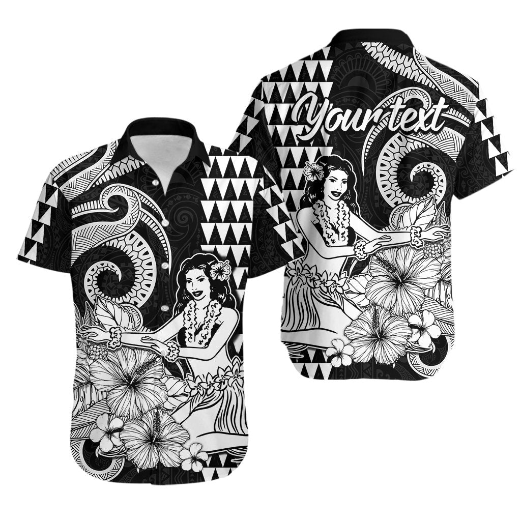 Custom Personalised Aloha Hula Girl Hawaiian Tribal and Simple Kakau Hawaiian Shirt