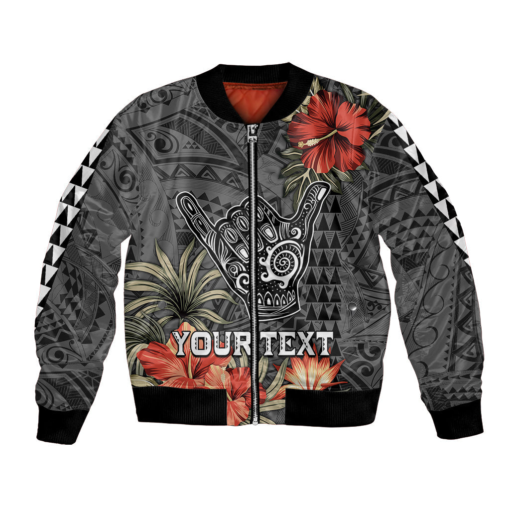 Personalised Hawaii Shaka Surf Hand Sign Bomber Jacket Polynesian Vintage Vibes