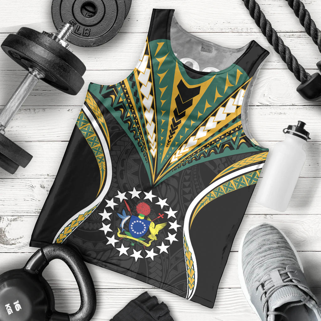 Polynesian Pride Cook Islands Men Tank Top Tribal Wave Style