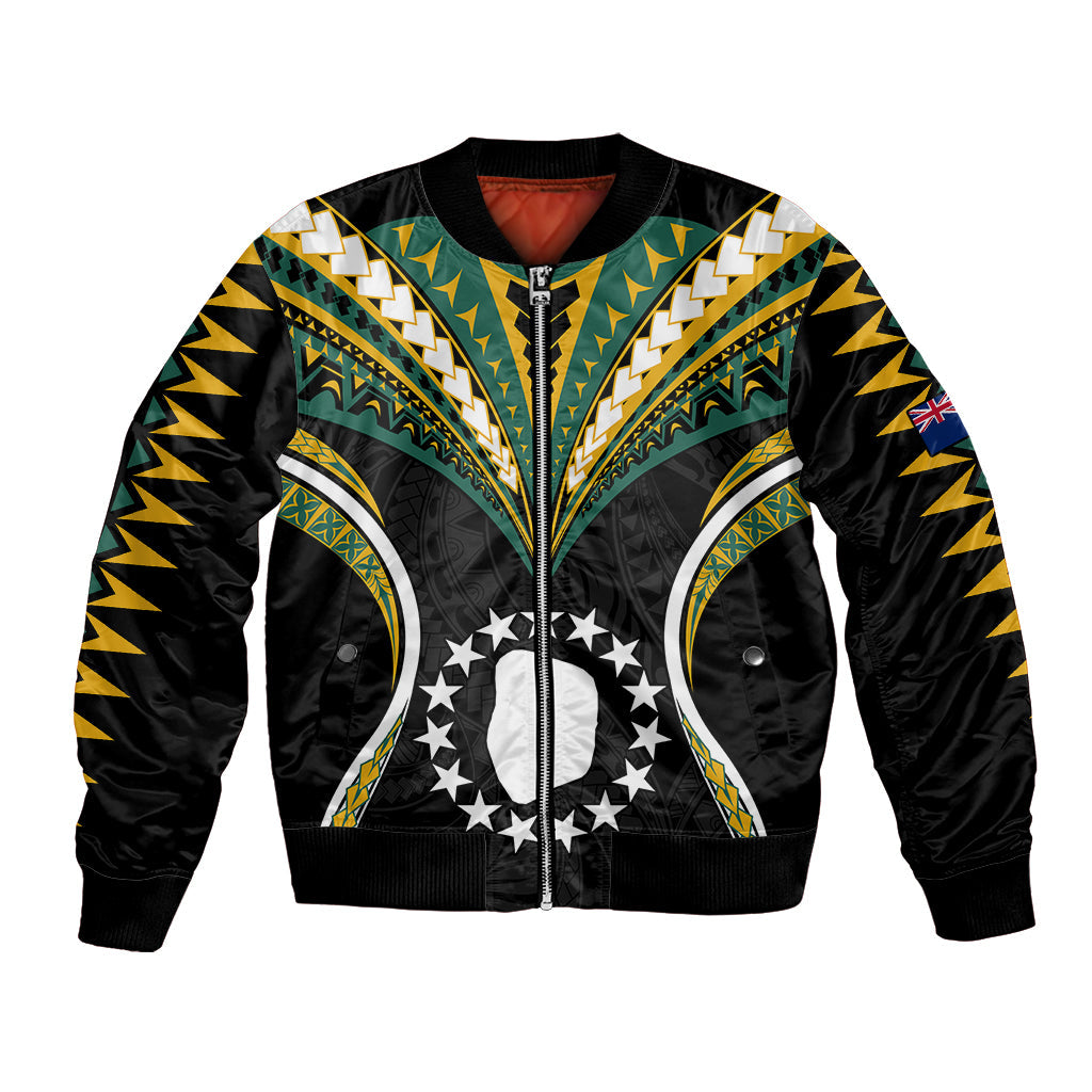 Polynesian Mitiaro Island Bomber Jacket Cook Islands Tribal Wave Style