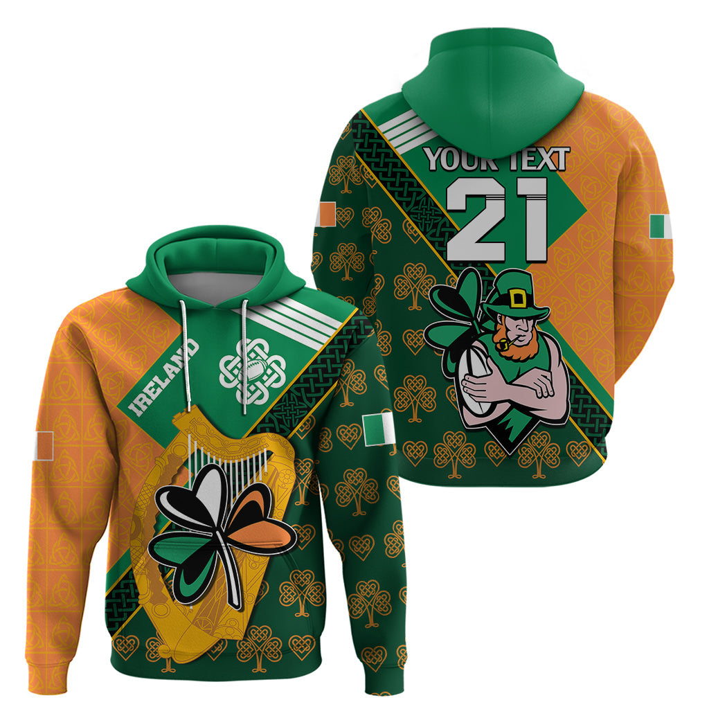 Custom Ireland Rugby Hoodie Go Irish Shamrock World Cup