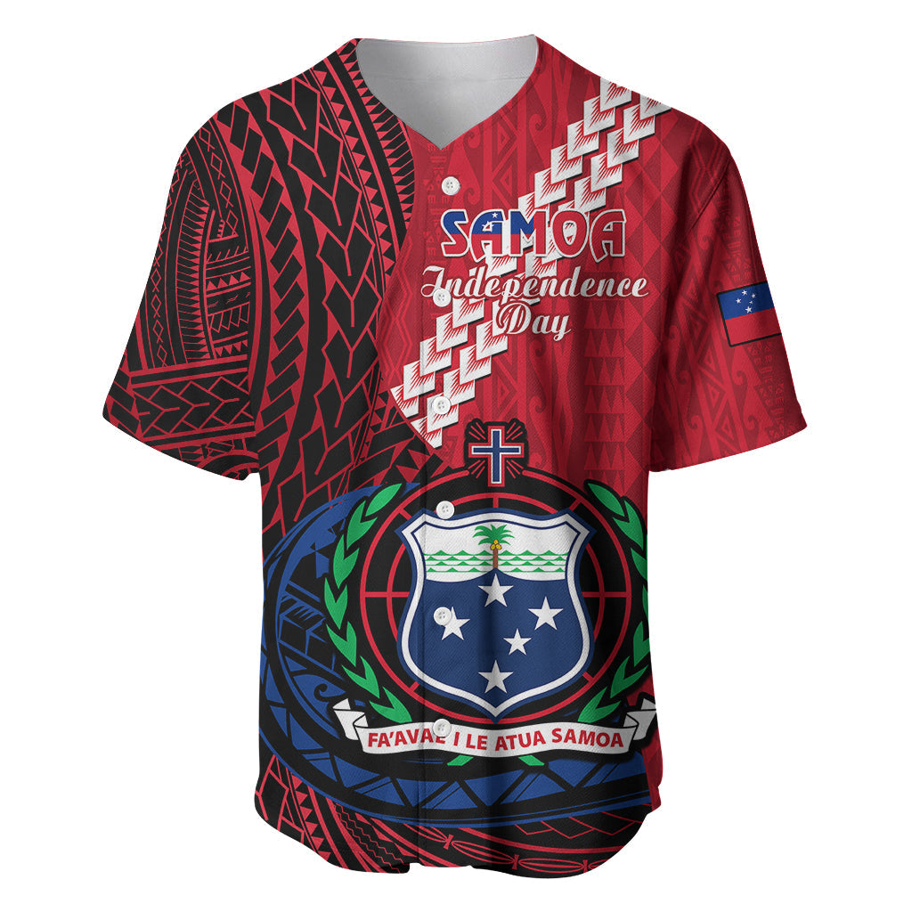 Samoa Baseball Jersey Happy Independence Day Samoan Red Pattern