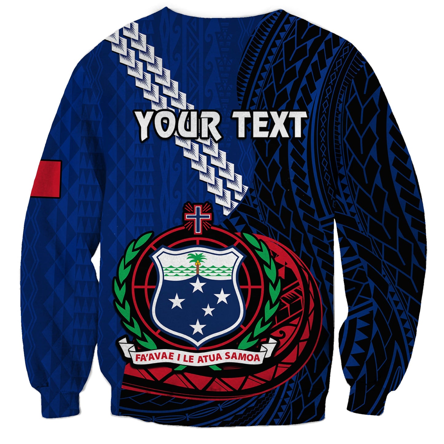 Custom Personalised Samoa Sweatshirt Happy Independence Day Samoan Blue Pattern