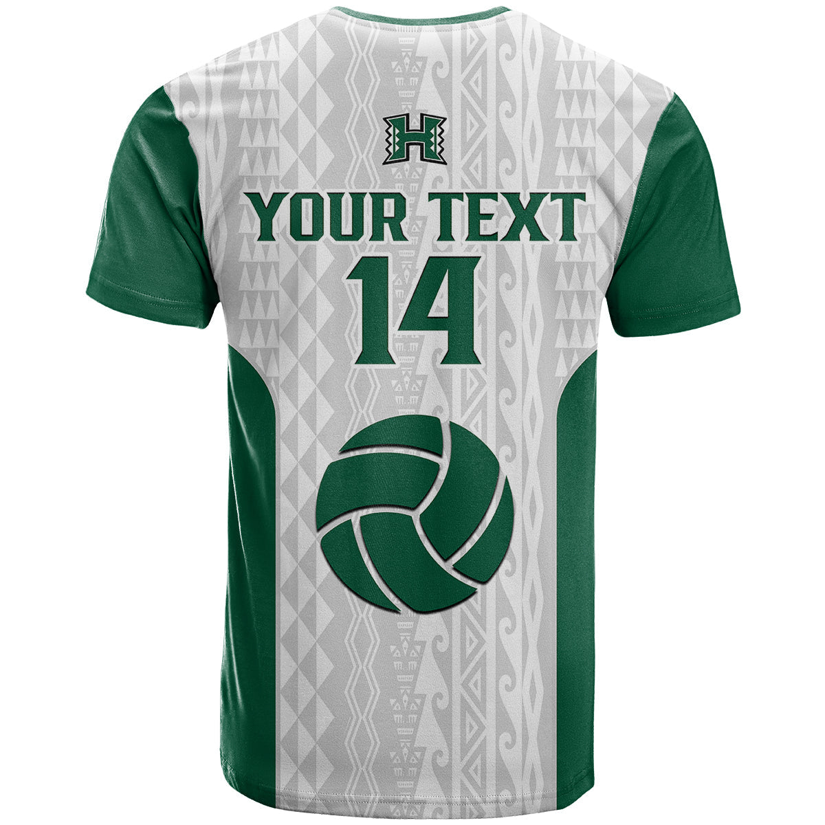 (Custom Text And Number) Hawaii Volleyball T Shirt Hawaiian Kakau White Style